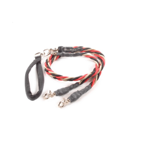 Bungee PupEE Double Leash 4' Red-Blk-Gld LG Up to 65 lb